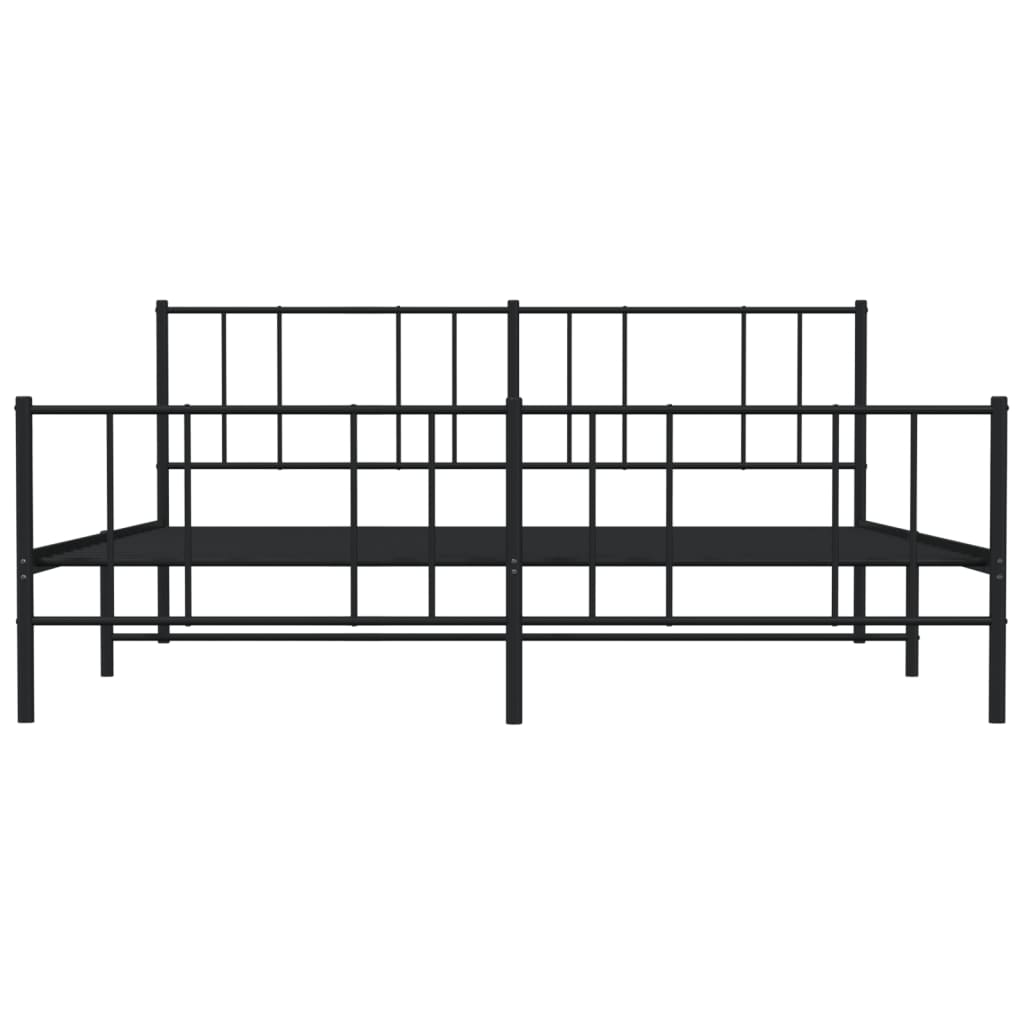 Bedframe met voetbord zonder matras metaal zwart 180x200 cm is nu te koop bij PeponiXL, paradijselijk wonen!