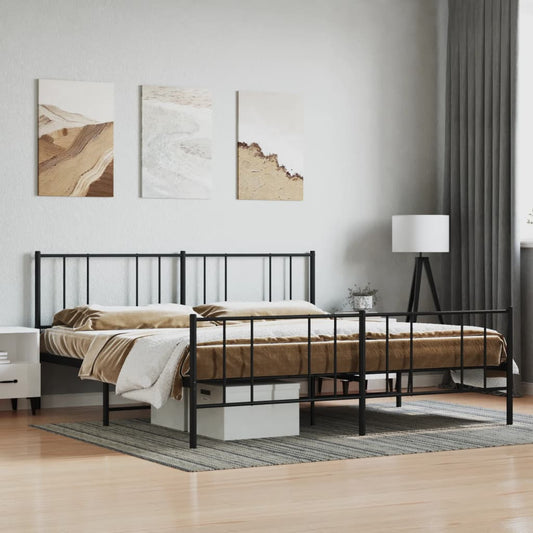 Bedframe met hoofd- en voeteneinde metaal zwart 200x200 cm is nu te koop bij PeponiXL, paradijselijk wonen!