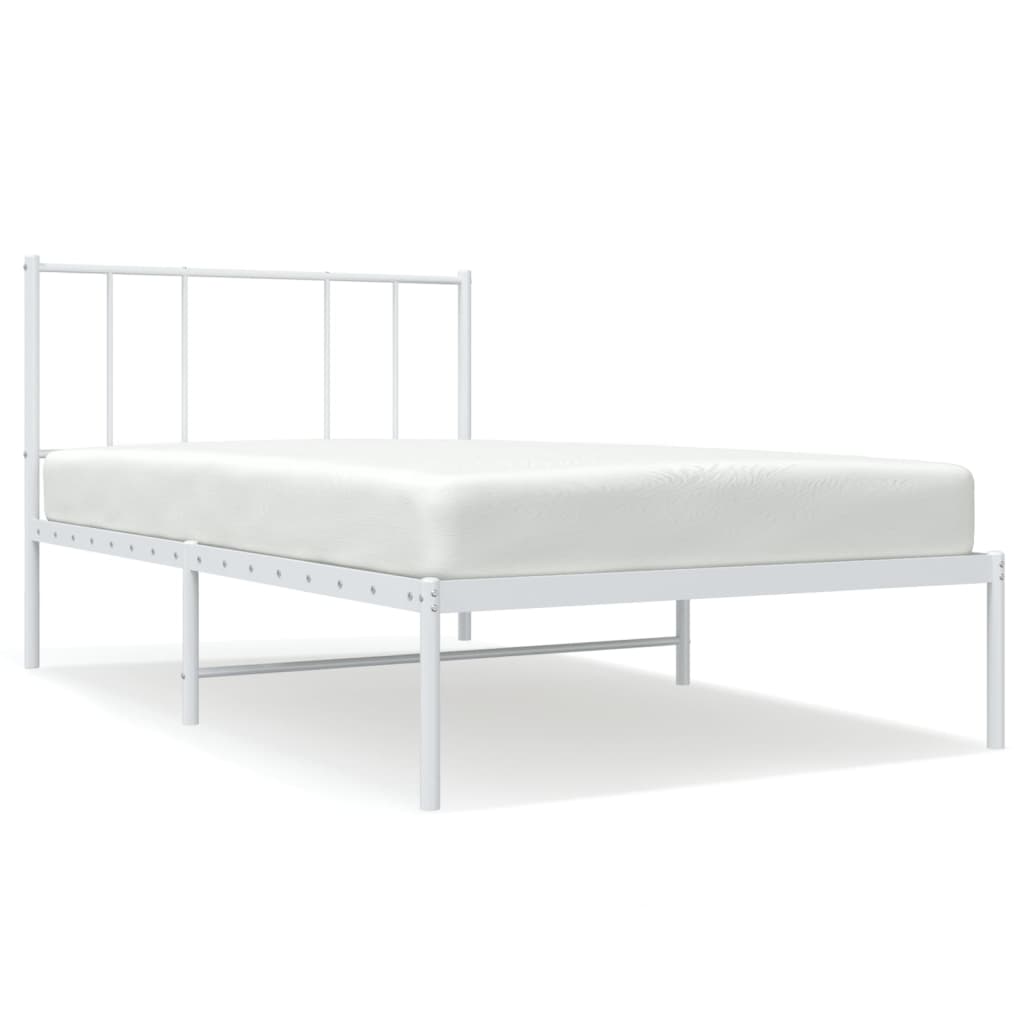 Bedframe met hoofdbord zonder matras metaal wit 75x190 cm is nu te koop bij PeponiXL, paradijselijk wonen!