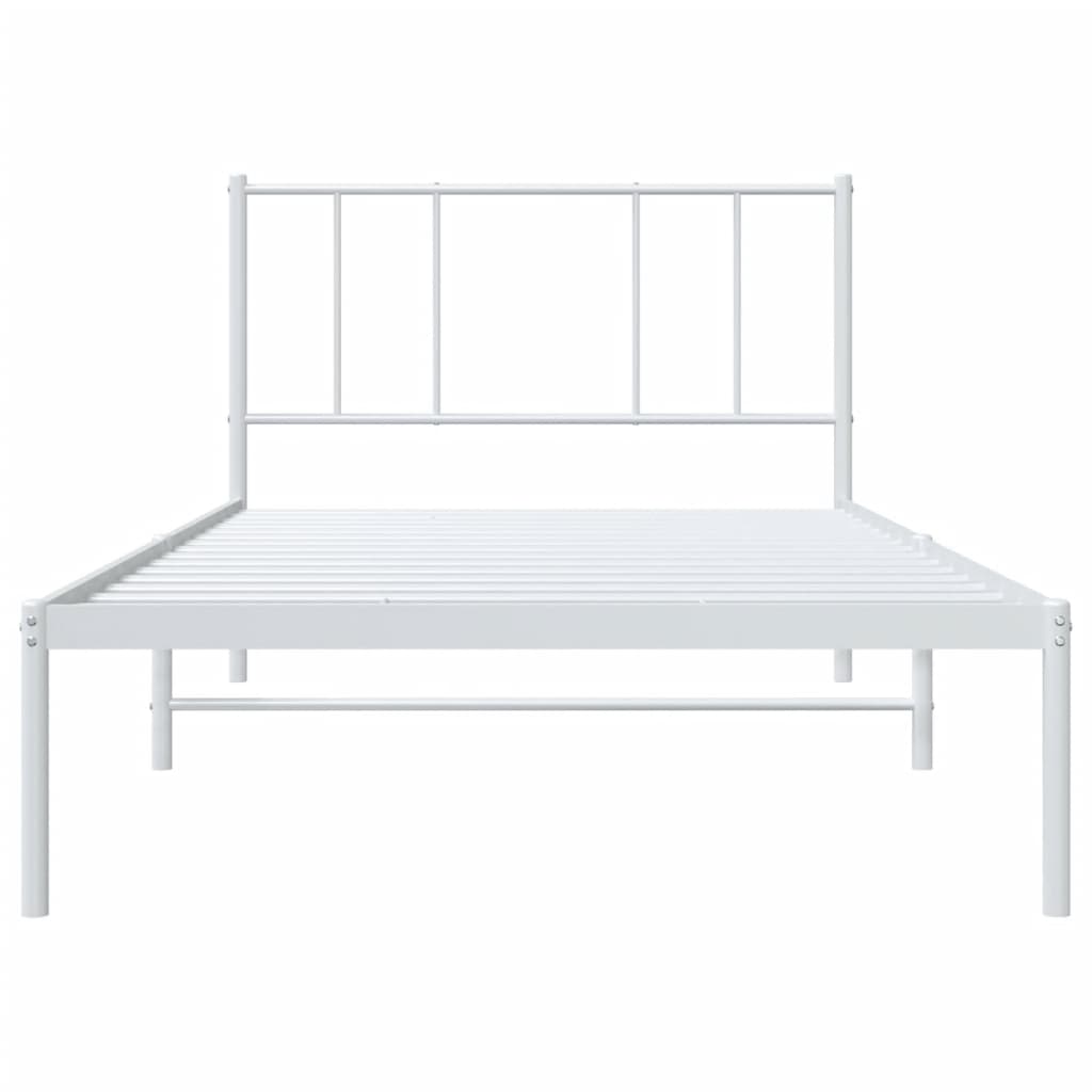 Bedframe met hoofdbord zonder matras metaal wit 75x190 cm is nu te koop bij PeponiXL, paradijselijk wonen!