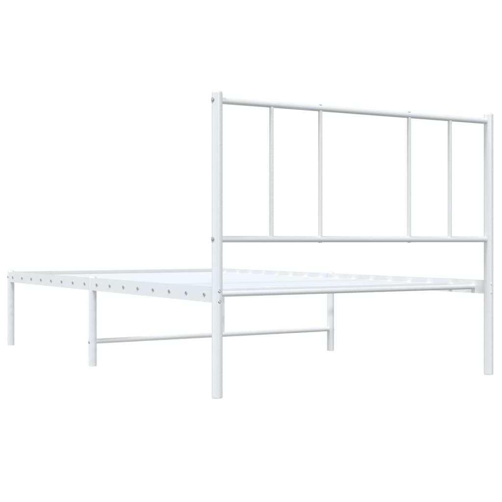 Bedframe met hoofdbord zonder matras metaal wit 75x190 cm is nu te koop bij PeponiXL, paradijselijk wonen!