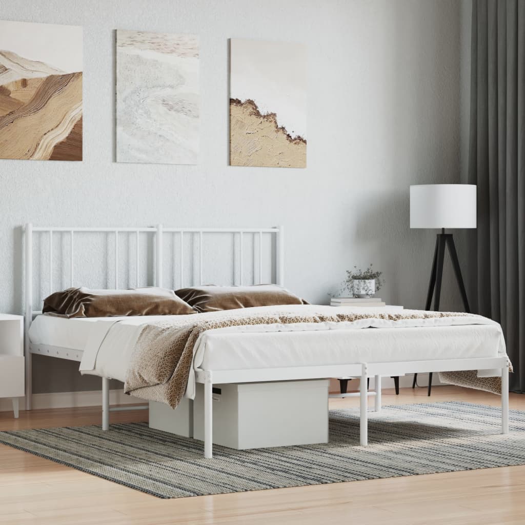 Bedframe met hoofdbord metaal wit 120x190 cm is nu te koop bij PeponiXL, paradijselijk wonen!