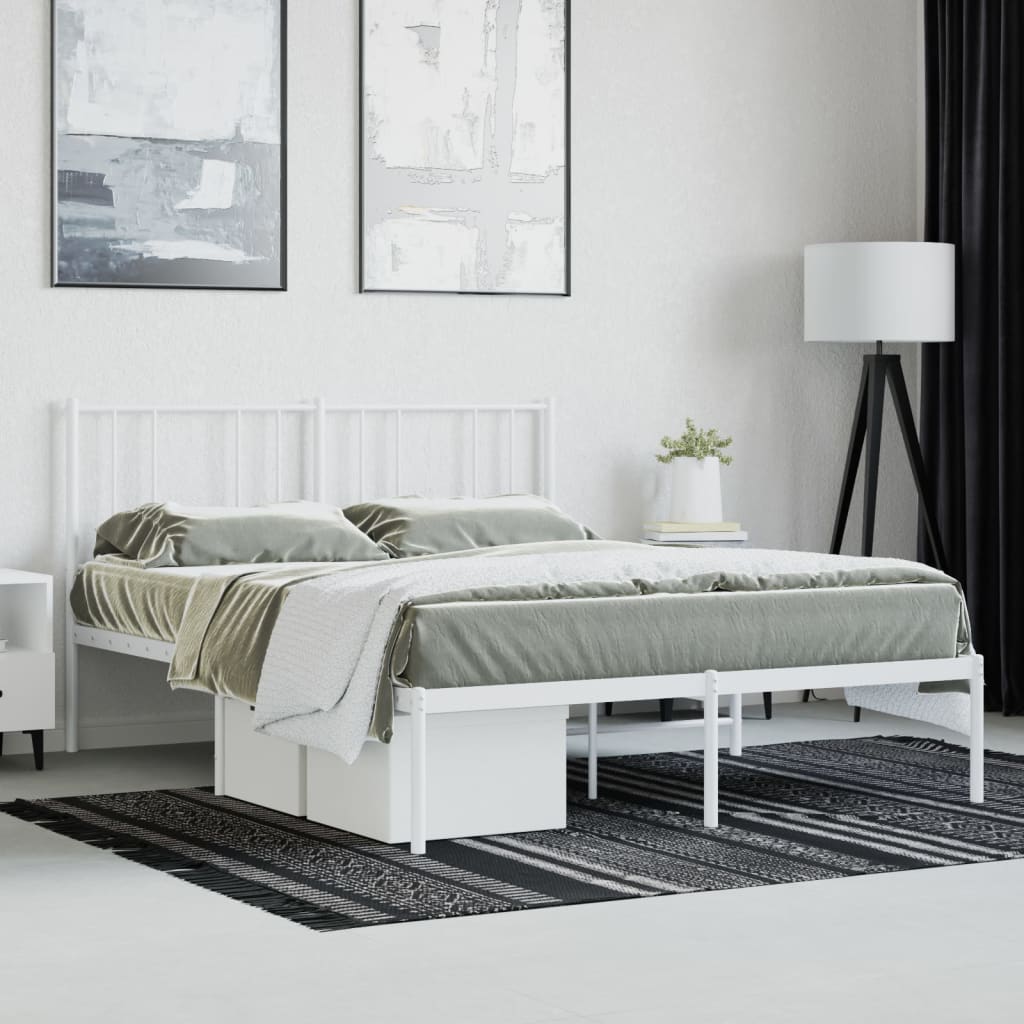 Bedframe met hoofdbord metaal wit 120x200 cm is nu te koop bij PeponiXL, paradijselijk wonen!