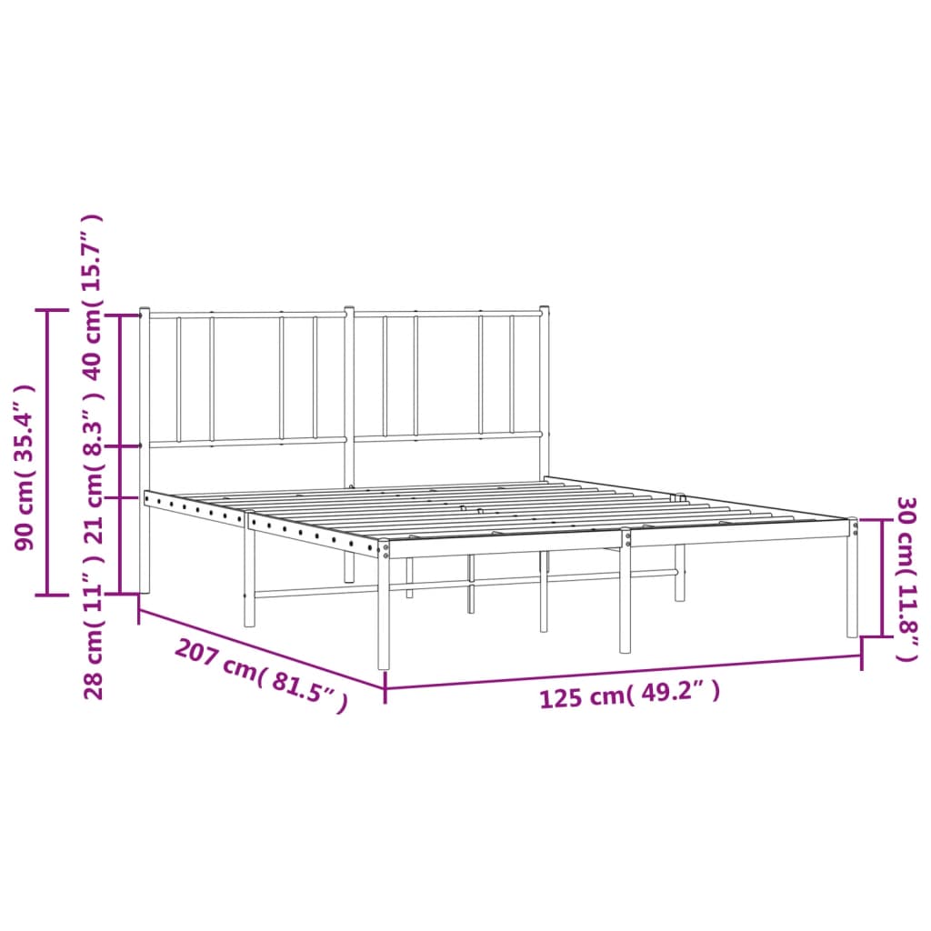 Bedframe met hoofdbord metaal wit 120x200 cm is nu te koop bij PeponiXL, paradijselijk wonen!