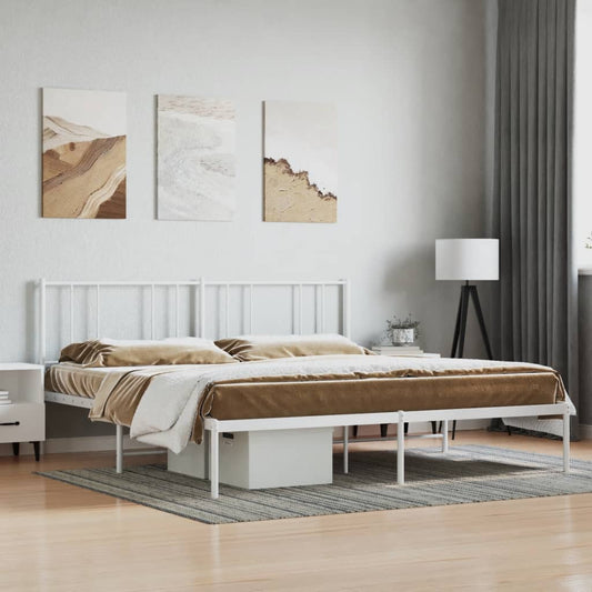 Bedframe met hoofdbord metaal wit 200x200 cm is nu te koop bij PeponiXL, paradijselijk wonen!
