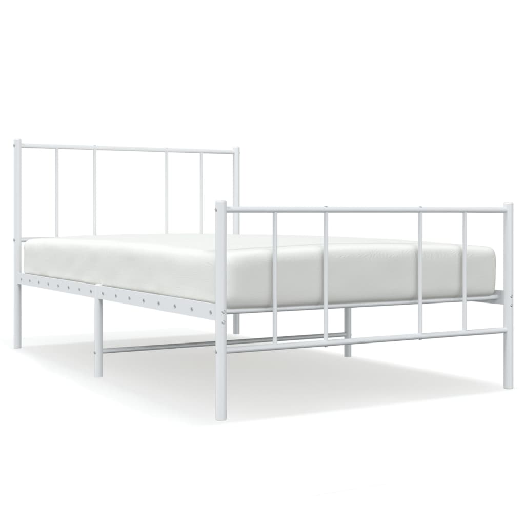 Bedframe met hoofd- en voeteneinde metaal wit 90x200 cm is nu te koop bij PeponiXL, paradijselijk wonen!