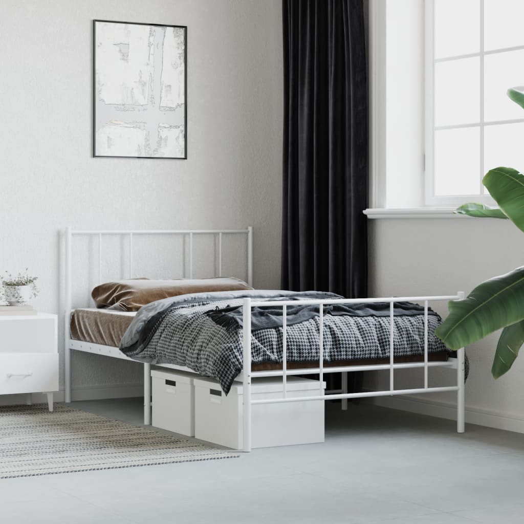Bedframe met hoofd- en voeteneinde metaal wit 90x200 cm is nu te koop bij PeponiXL, paradijselijk wonen!