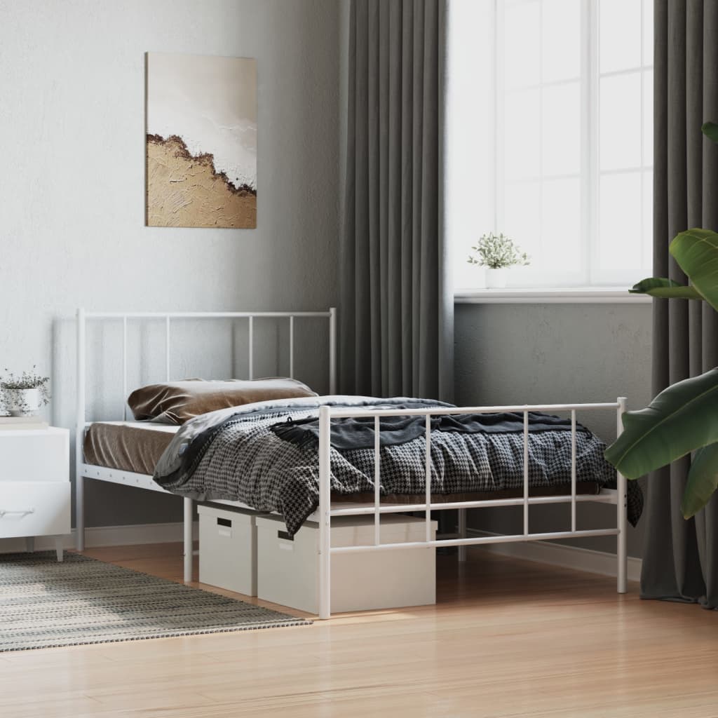 Bedframe met hoofd- en voeteneinde metaal wit 100x190 cm is nu te koop bij PeponiXL, paradijselijk wonen!