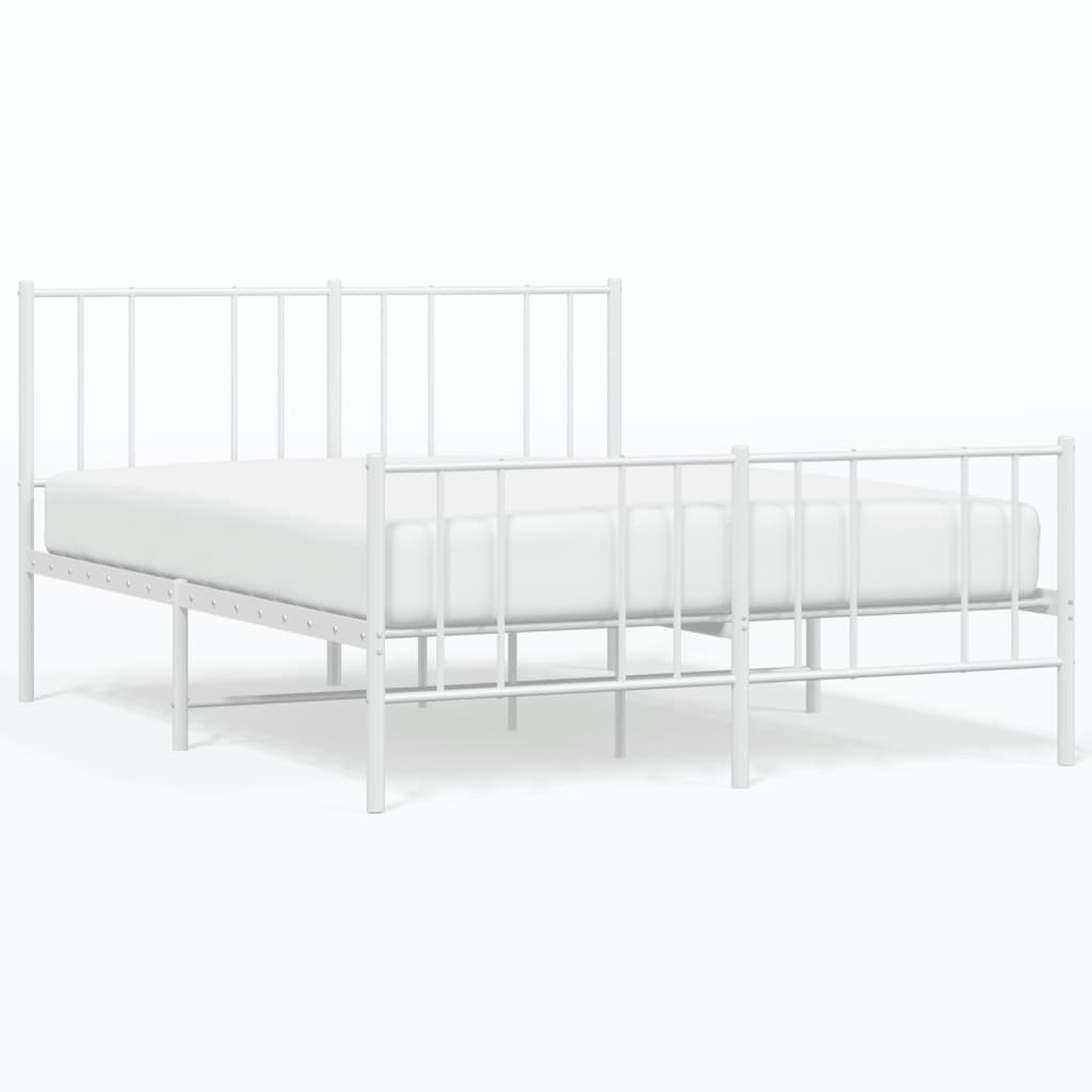 Bedframe met hoofd- en voeteneinde metaal wit 135x190 cm is nu te koop bij PeponiXL, paradijselijk wonen!