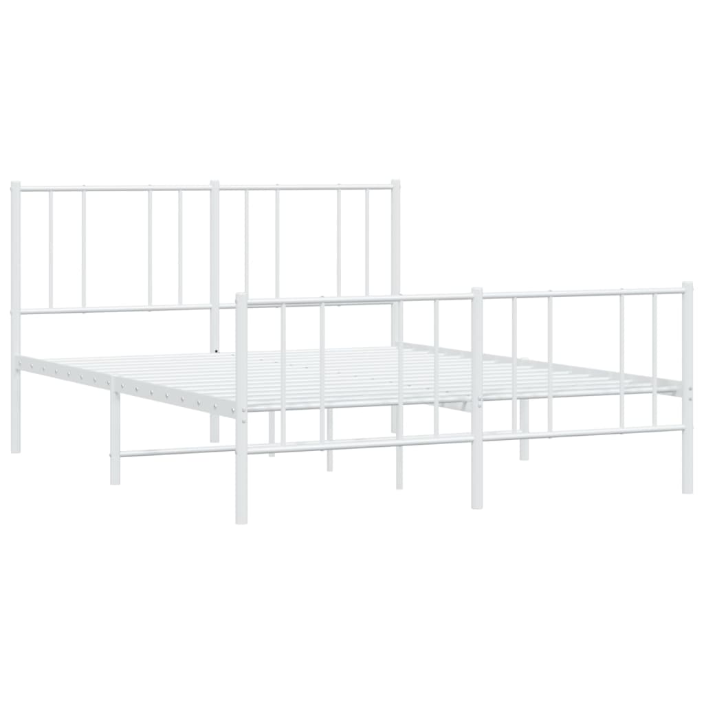 Bedframe met hoofd- en voeteneinde metaal wit 135x190 cm is nu te koop bij PeponiXL, paradijselijk wonen!