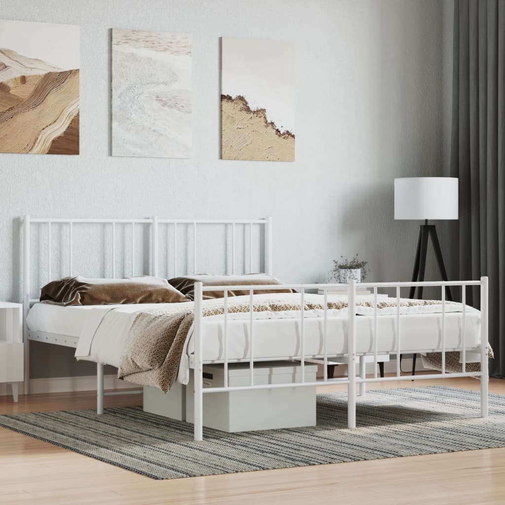 Bedframe met hoofd- en voeteneinde metaal wit 140x200 cm is nu te koop bij PeponiXL, paradijselijk wonen!