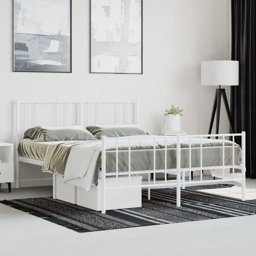 Bedframe met hoofd- en voeteneinde metaal wit 160x200 cm is nu te koop bij PeponiXL, paradijselijk wonen!