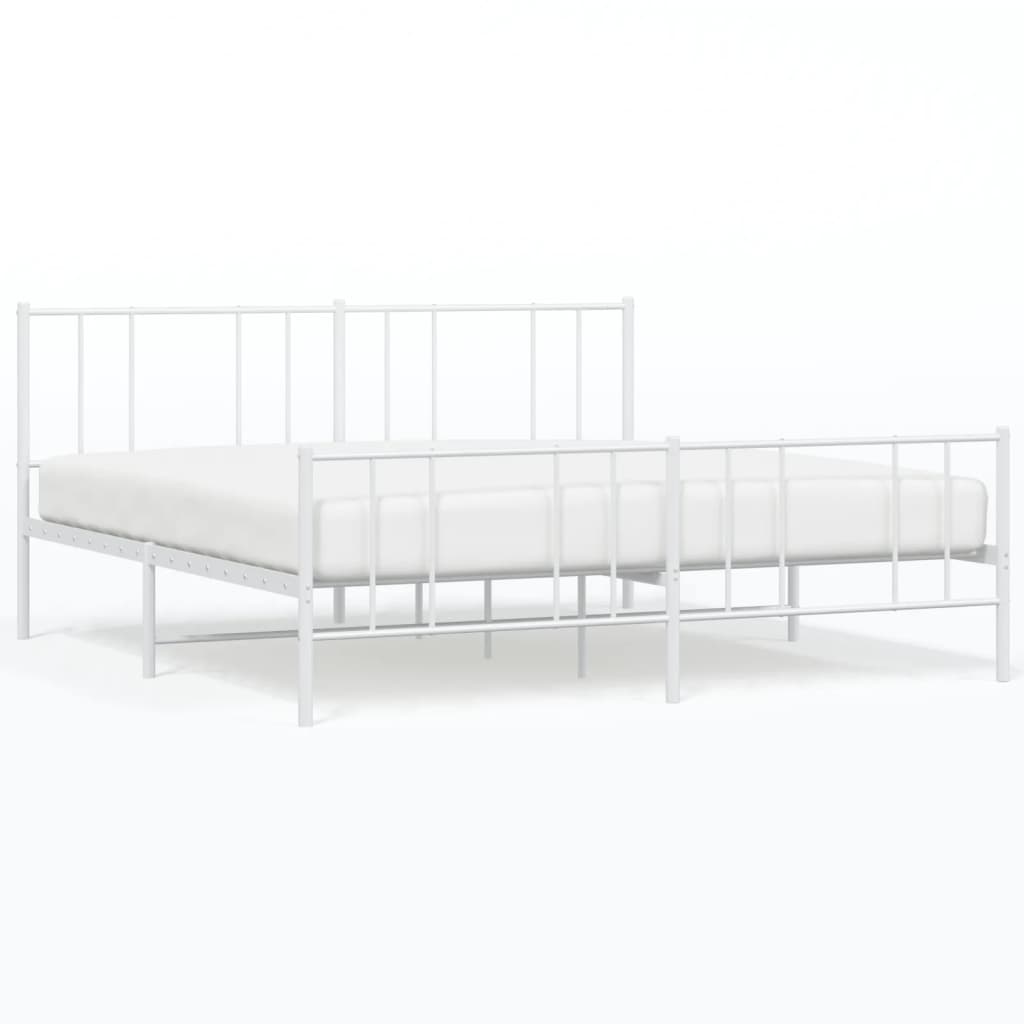 Bedframe met hoofd- en voeteneinde metaal wit 183x213 cm is nu te koop bij PeponiXL, paradijselijk wonen!