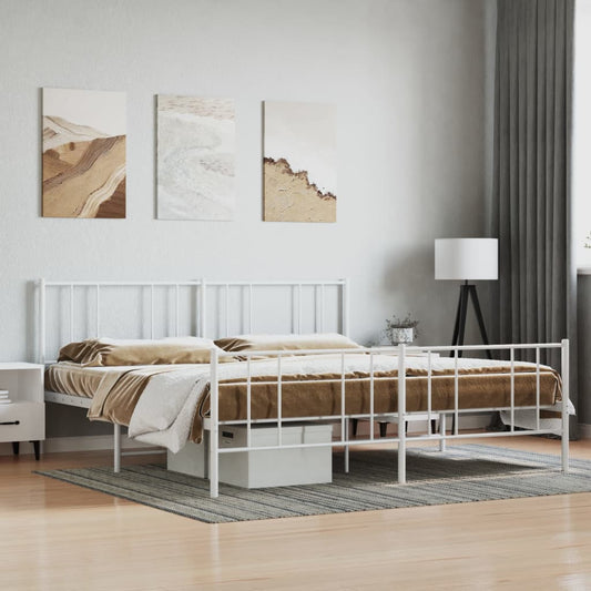 Bedframe met hoofd- en voeteneinde metaal wit 183x213 cm is nu te koop bij PeponiXL, paradijselijk wonen!
