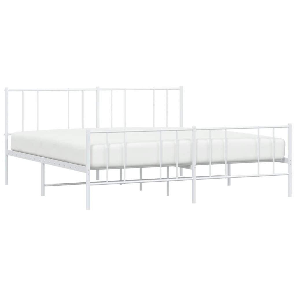 Bedframe met hoofd- en voeteneinde metaal wit 193x203 cm is nu te koop bij PeponiXL, paradijselijk wonen!
