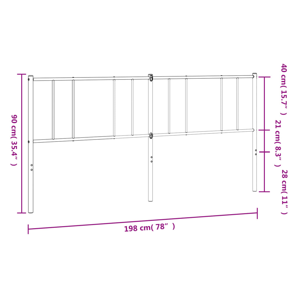 Vervangend hoofdbord metaal wit 193 cm is nu te koop bij PeponiXL, paradijselijk wonen!