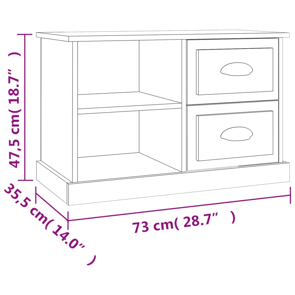 Tv-meubel 73x35,5x47,5 cm bewerkt hout wit is nu te koop bij PeponiXL, paradijselijk wonen!