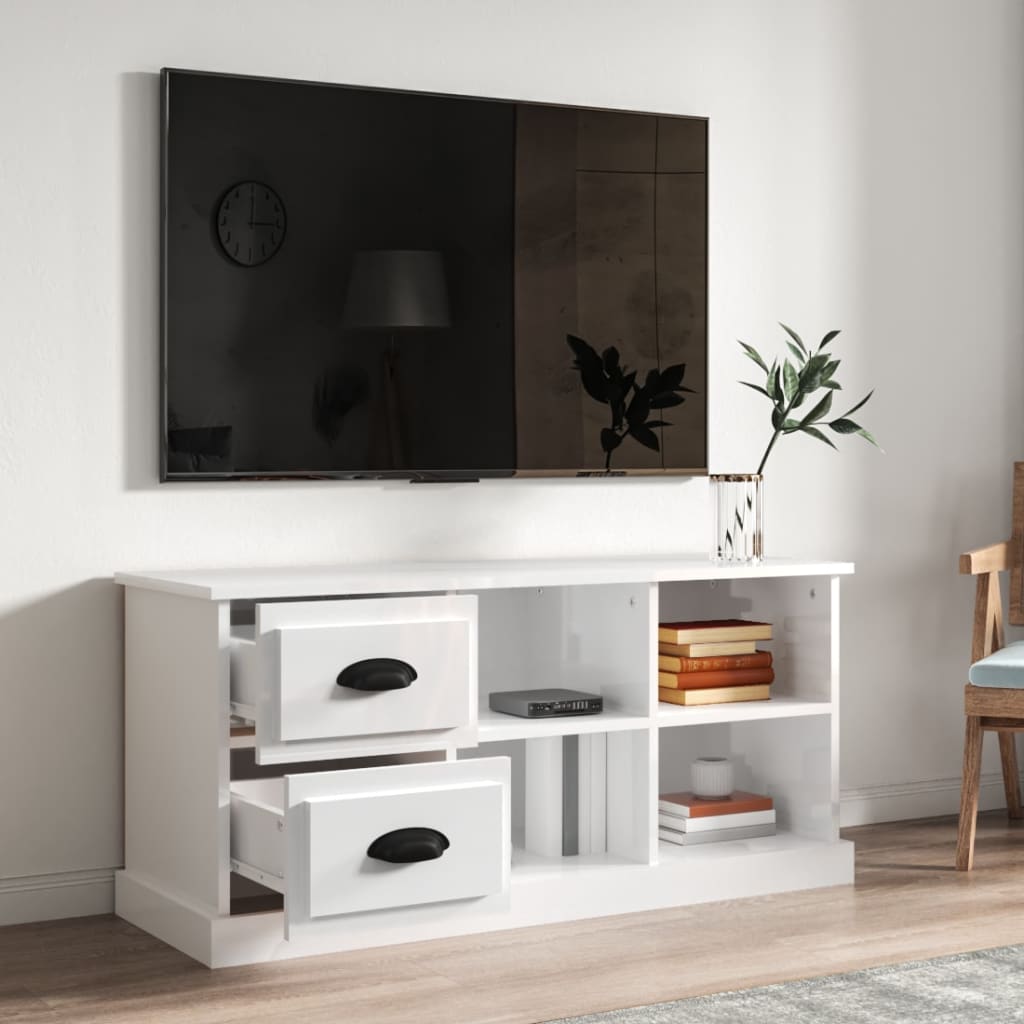 Tv-meubel 102x35,5x47,5 cm bewerkt hout hoogglans wit is nu te koop bij PeponiXL, paradijselijk wonen!