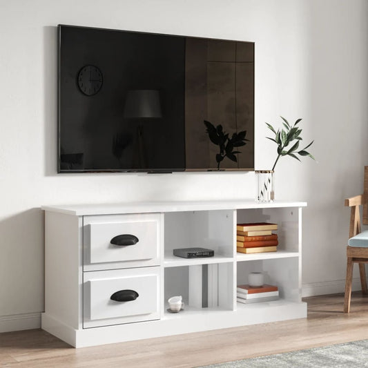 Tv-meubel 102x35,5x47,5 cm bewerkt hout hoogglans wit is nu te koop bij PeponiXL, paradijselijk wonen!