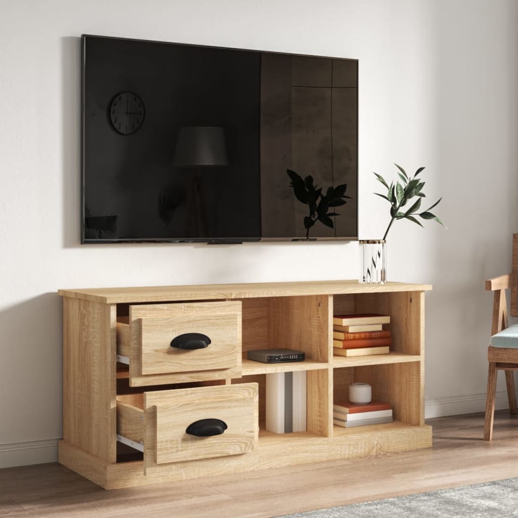 Tv-meubel 102x35,5x47,5 cm bewerkt hout sonoma eikenkleurig is nu te koop bij PeponiXL, paradijselijk wonen!