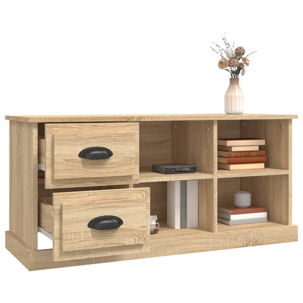 Tv-meubel 102x35,5x47,5 cm bewerkt hout sonoma eikenkleurig is nu te koop bij PeponiXL, paradijselijk wonen!