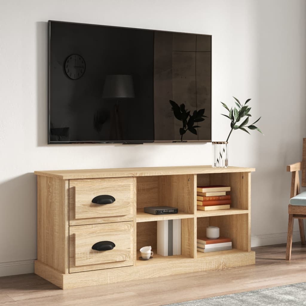 Tv-meubel 102x35,5x47,5 cm bewerkt hout sonoma eikenkleurig is nu te koop bij PeponiXL, paradijselijk wonen!
