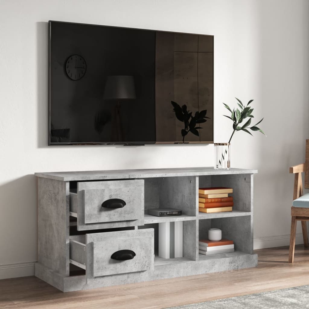Tv-meubel 102x35,5x47,5 cm bewerkt hout betongrijs is nu te koop bij PeponiXL, paradijselijk wonen!