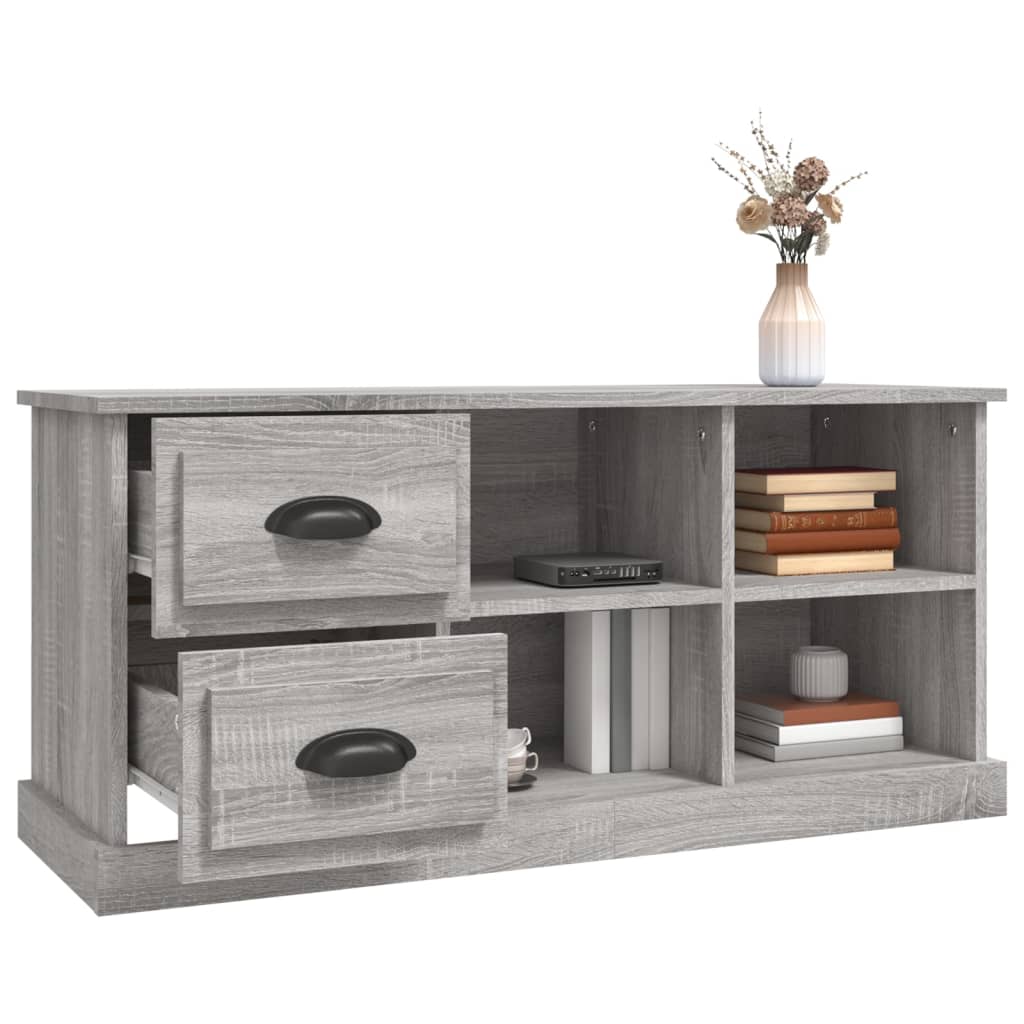Tv-meubel 102x35,5x47,5 cm bewerkt hout grijs sonoma eikenkleur is nu te koop bij PeponiXL, paradijselijk wonen!