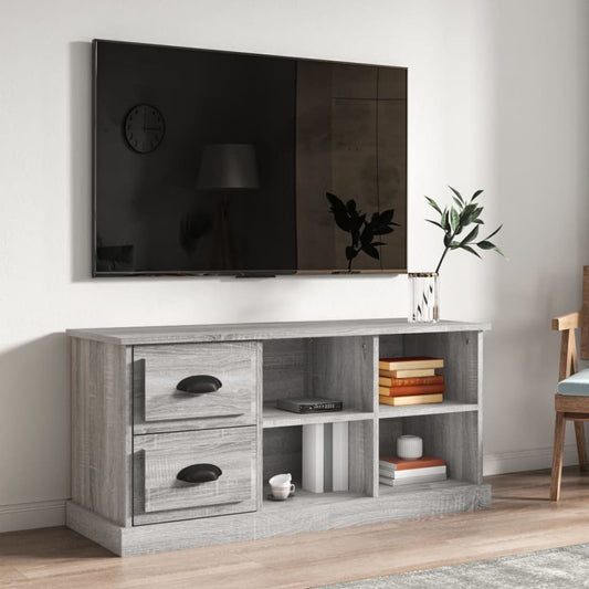 Tv-meubel 102x35,5x47,5 cm bewerkt hout grijs sonoma eikenkleur is nu te koop bij PeponiXL, paradijselijk wonen!