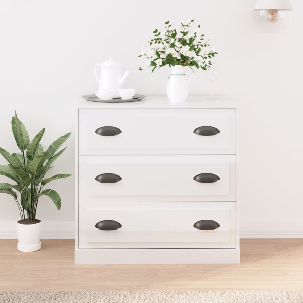 Dressoir 70x35x67,5 cm bewerkt hout hoogglans wit is nu te koop bij PeponiXL, paradijselijk wonen!