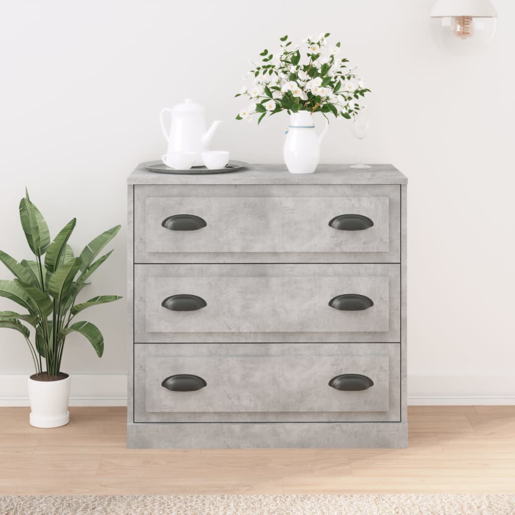 Dressoir 70x35,5x67,5 cm bewerkt hout betongrijs is nu te koop bij PeponiXL, paradijselijk wonen!