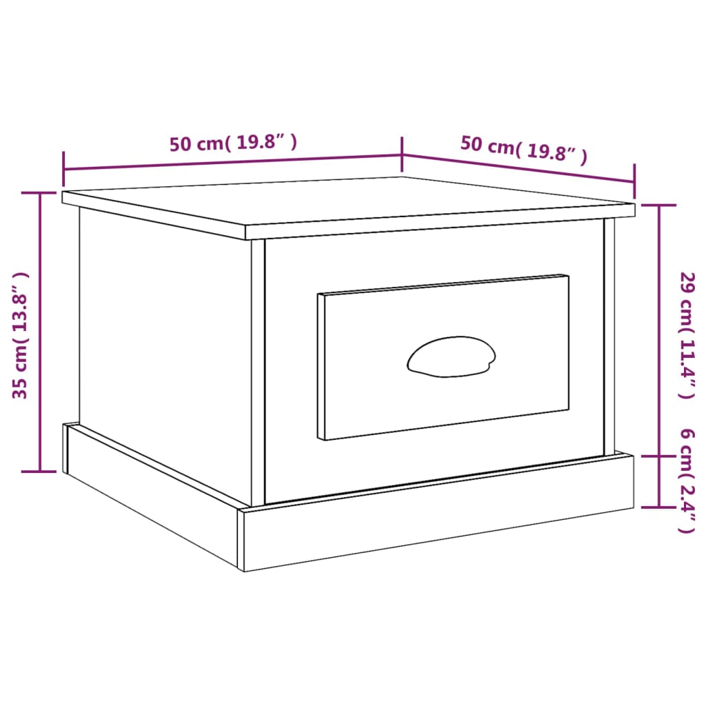 Salontafel 50x50x35 cm bewerkt hout betongrijs is nu te koop bij PeponiXL, paradijselijk wonen!