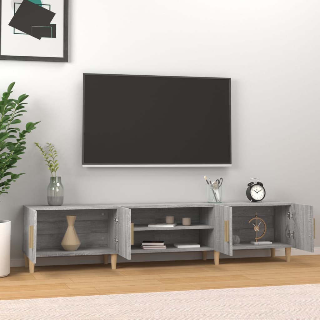 Tv-meubel 180x31,5x40 cm bewerkt hout grijs sonoma eikenkleurig is nu te koop bij PeponiXL, paradijselijk wonen!