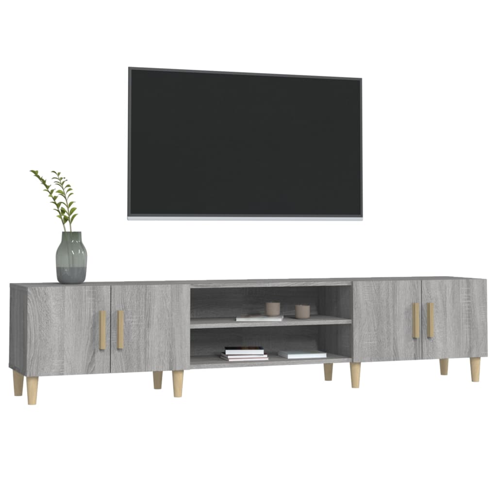 Tv-meubel 180x31,5x40 cm bewerkt hout grijs sonoma eikenkleurig is nu te koop bij PeponiXL, paradijselijk wonen!