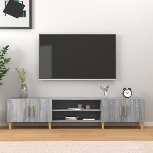 Tv-meubel 180x31,5x40 cm bewerkt hout grijs sonoma eikenkleurig is nu te koop bij PeponiXL, paradijselijk wonen!