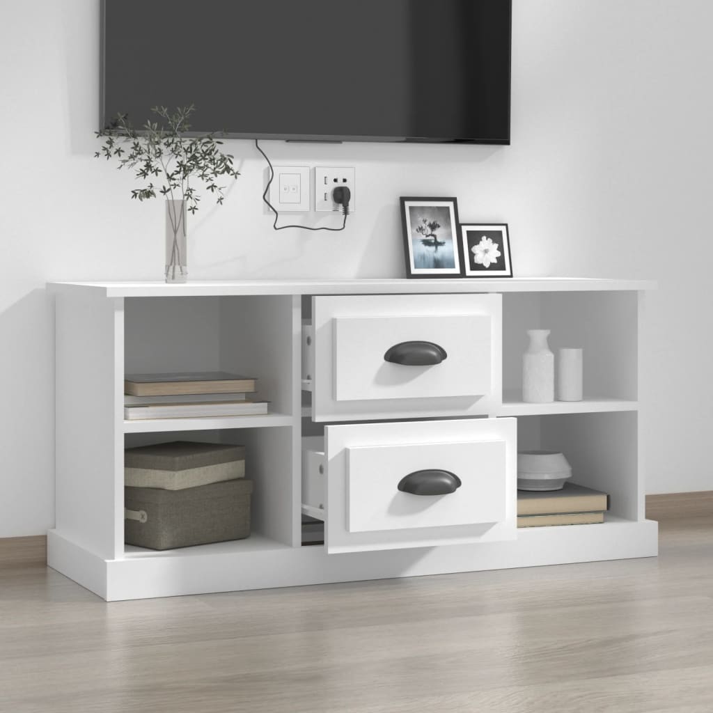 Tv-meubel 99,5x35,5x48 cm bewerkt hout wit is nu te koop bij PeponiXL, paradijselijk wonen!