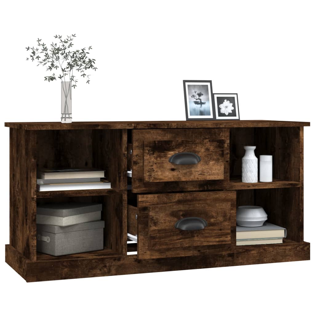 Tv-meubel 99,5x35,5x48 cm bewerkt hout gerookt eikenkleurig is nu te koop bij PeponiXL, paradijselijk wonen!