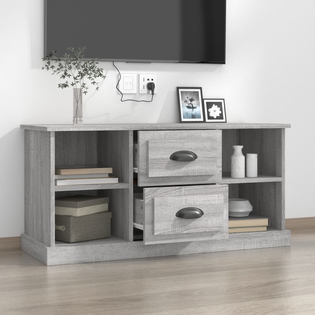 Tv-meubel 99,5x35,5x48 cm bewerkt hout grijs sonoma eikenkleur is nu te koop bij PeponiXL, paradijselijk wonen!