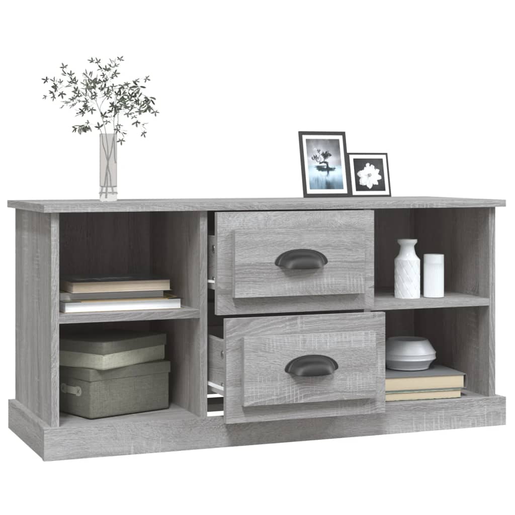 Tv-meubel 99,5x35,5x48 cm bewerkt hout grijs sonoma eikenkleur is nu te koop bij PeponiXL, paradijselijk wonen!