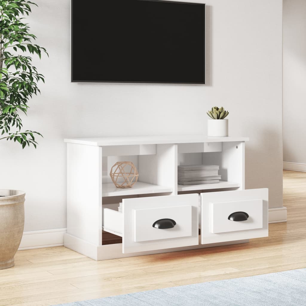 Tv-meubel 80x35x50 cm bewerkt hout hoogglans wit is nu te koop bij PeponiXL, paradijselijk wonen!