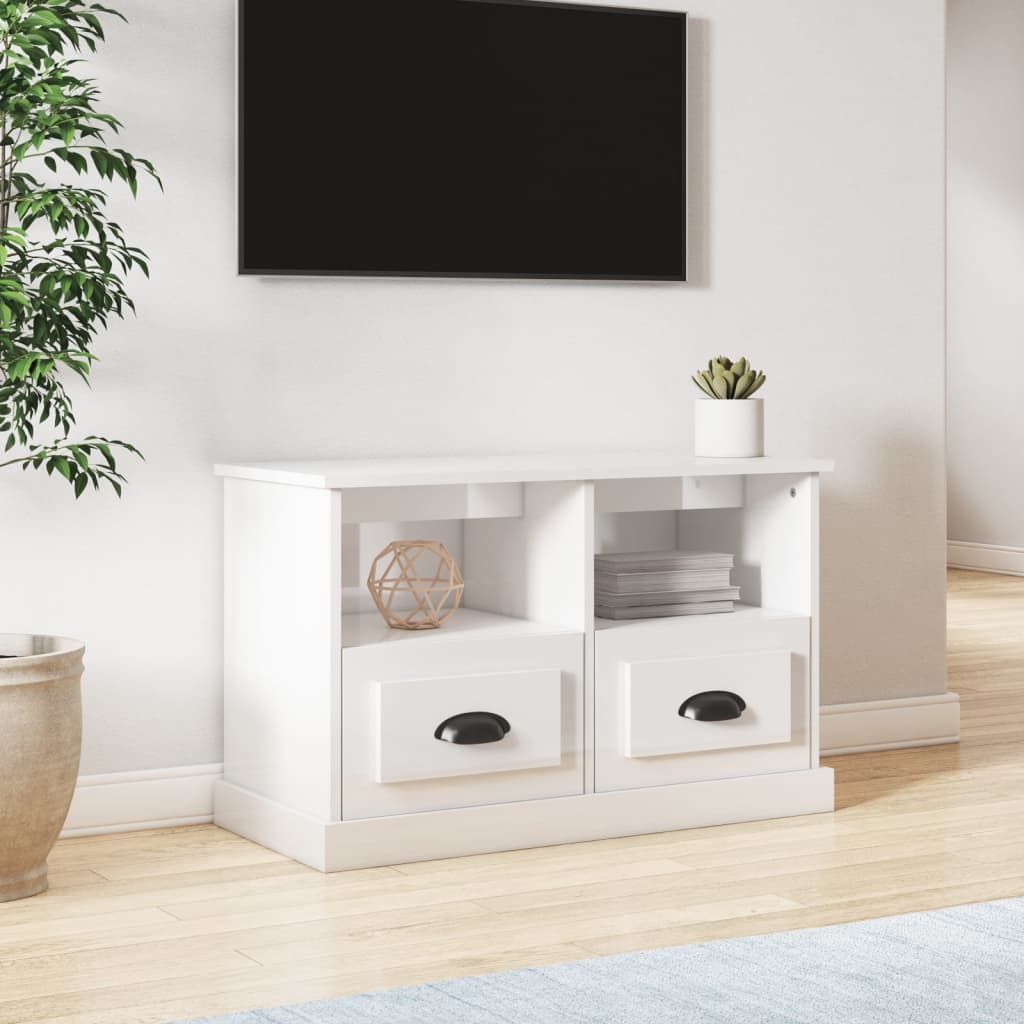 Tv-meubel 80x35x50 cm bewerkt hout hoogglans wit is nu te koop bij PeponiXL, paradijselijk wonen!