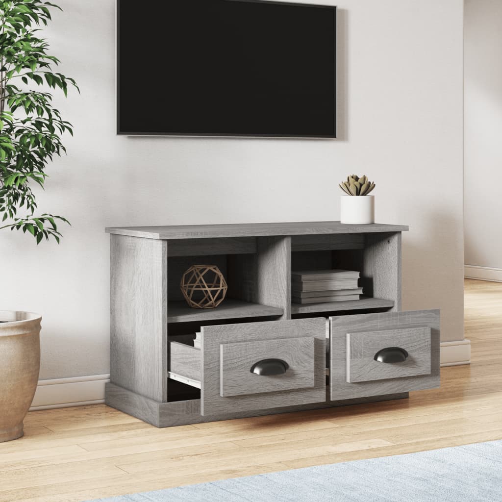 Tv-meubel 80x35x50 cm bewerkt hout grijs sonoma eikenkleurig is nu te koop bij PeponiXL, paradijselijk wonen!