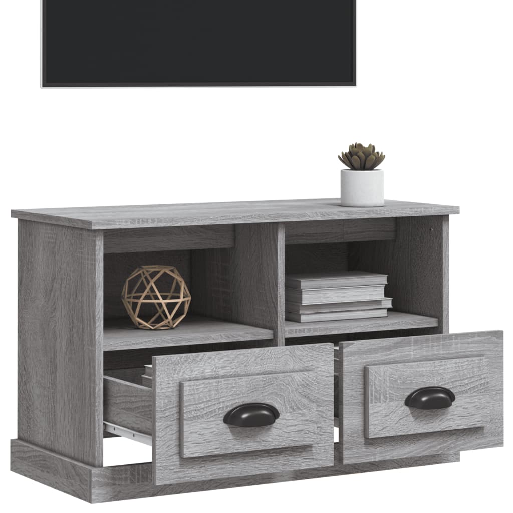 Tv-meubel 80x35x50 cm bewerkt hout grijs sonoma eikenkleurig is nu te koop bij PeponiXL, paradijselijk wonen!