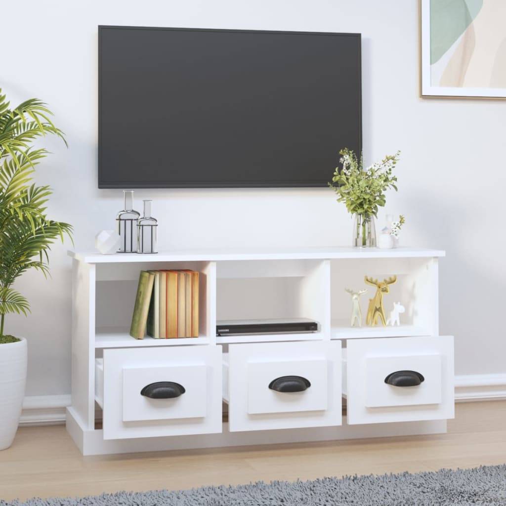 Tv-meubel 100x35x50 cm bewerkt hout wit is nu te koop bij PeponiXL, paradijselijk wonen!