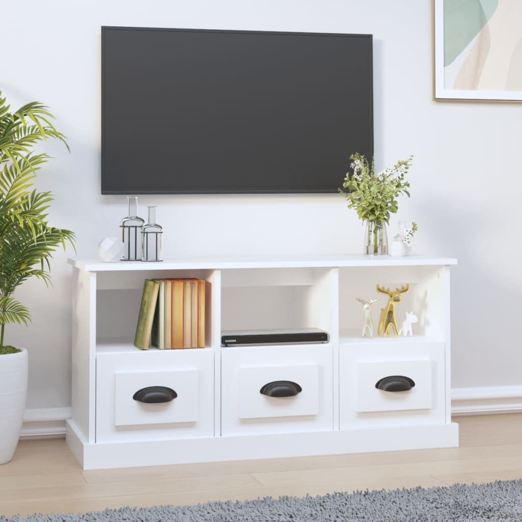 Tv-meubel 100x35x50 cm bewerkt hout wit is nu te koop bij PeponiXL, paradijselijk wonen!