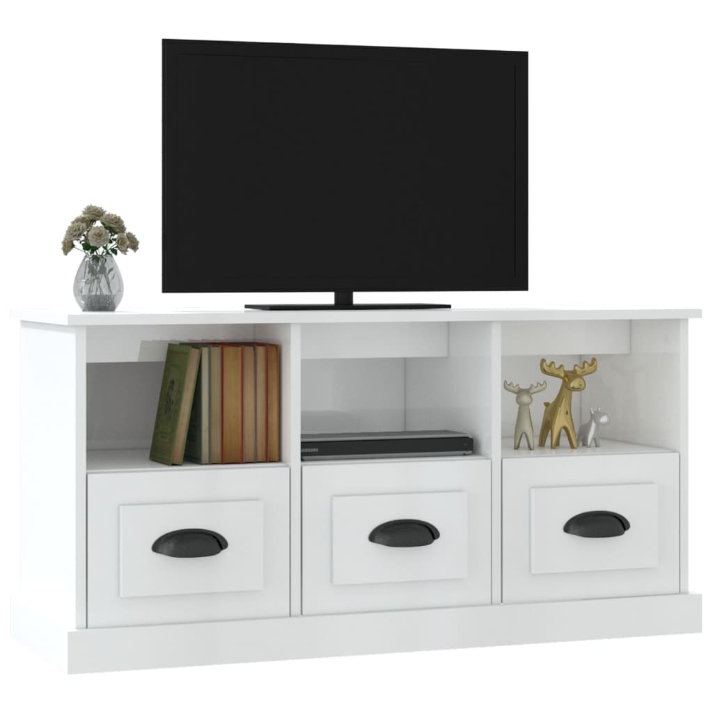 Tv-meubel 100x35x50 cm bewerkt hout hoogglans wit is nu te koop bij PeponiXL, paradijselijk wonen!