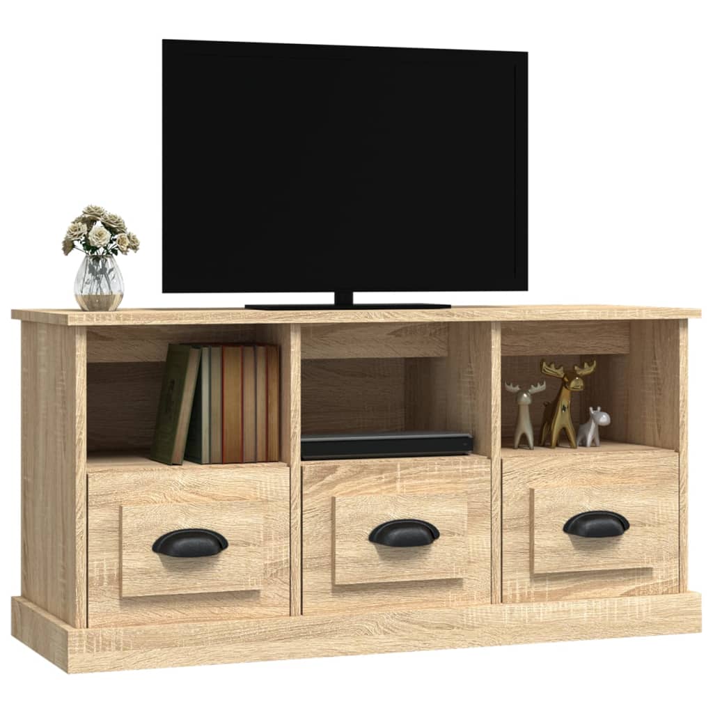 Tv-meubel 100x35x50 cm bewerkt hout sonoma eikenkleurig is nu te koop bij PeponiXL, paradijselijk wonen!