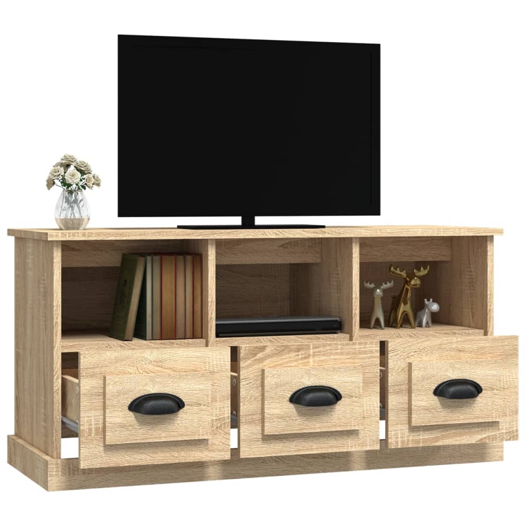 Tv-meubel 100x35x50 cm bewerkt hout sonoma eikenkleurig is nu te koop bij PeponiXL, paradijselijk wonen!