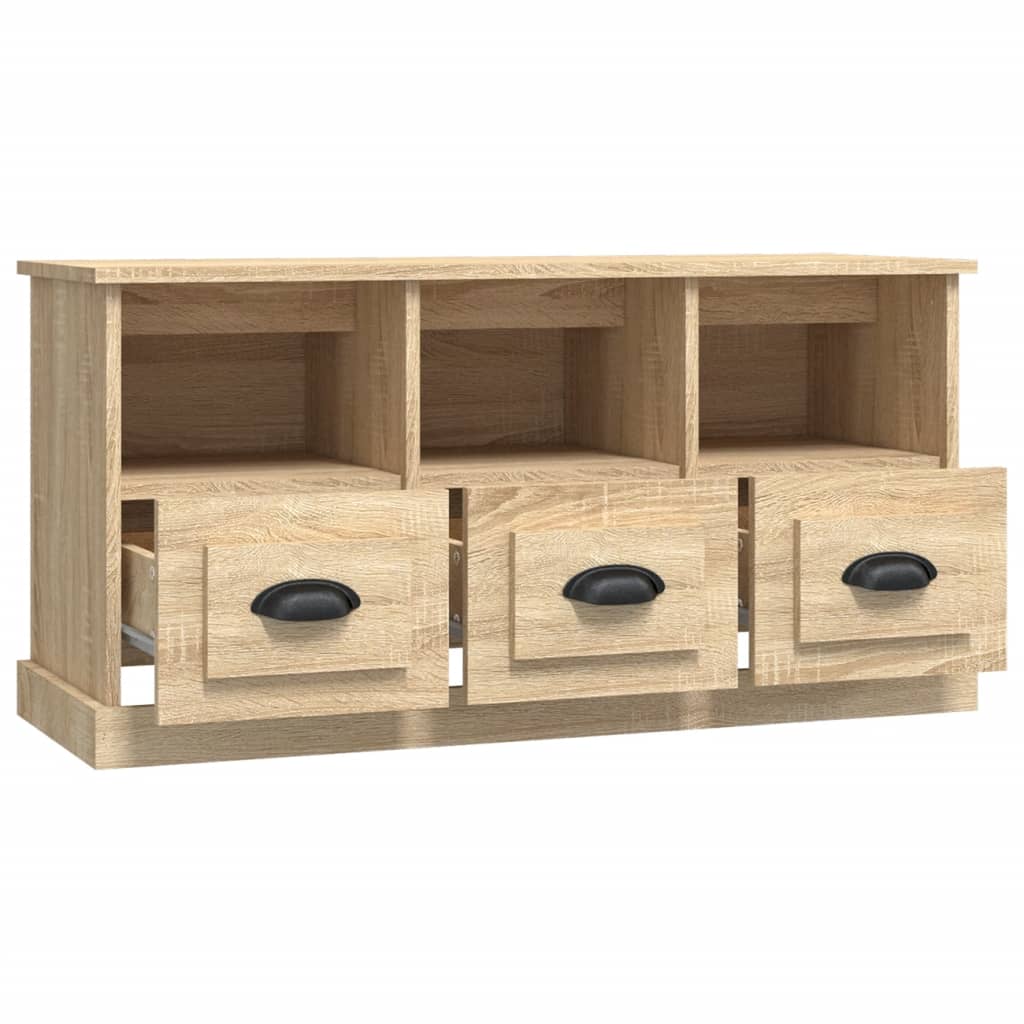 Tv-meubel 100x35x50 cm bewerkt hout sonoma eikenkleurig is nu te koop bij PeponiXL, paradijselijk wonen!