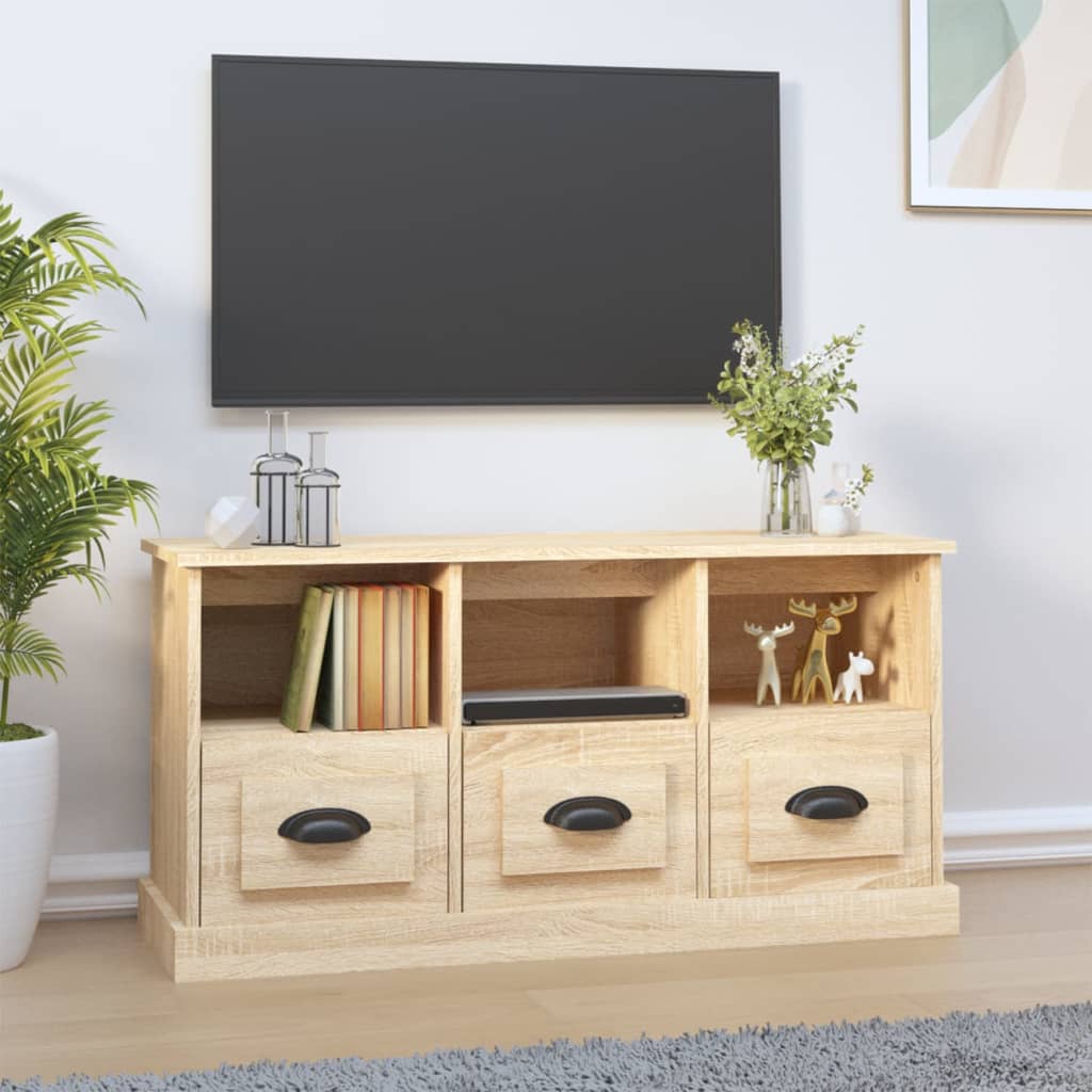Tv-meubel 100x35x50 cm bewerkt hout sonoma eikenkleurig is nu te koop bij PeponiXL, paradijselijk wonen!